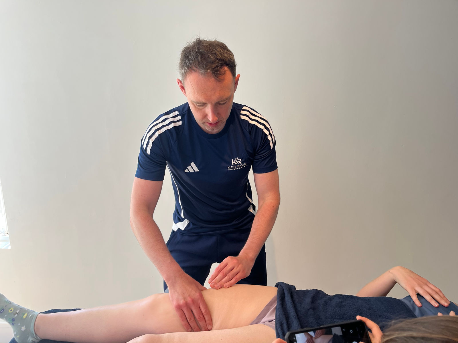 Sports massage on the hamstring